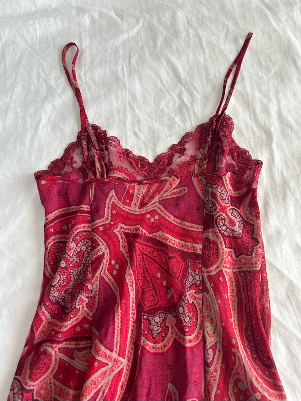 Victorias Secret Red Paisley Lace Trim Slip Dress - Women Intimates - Picture 8 of 9